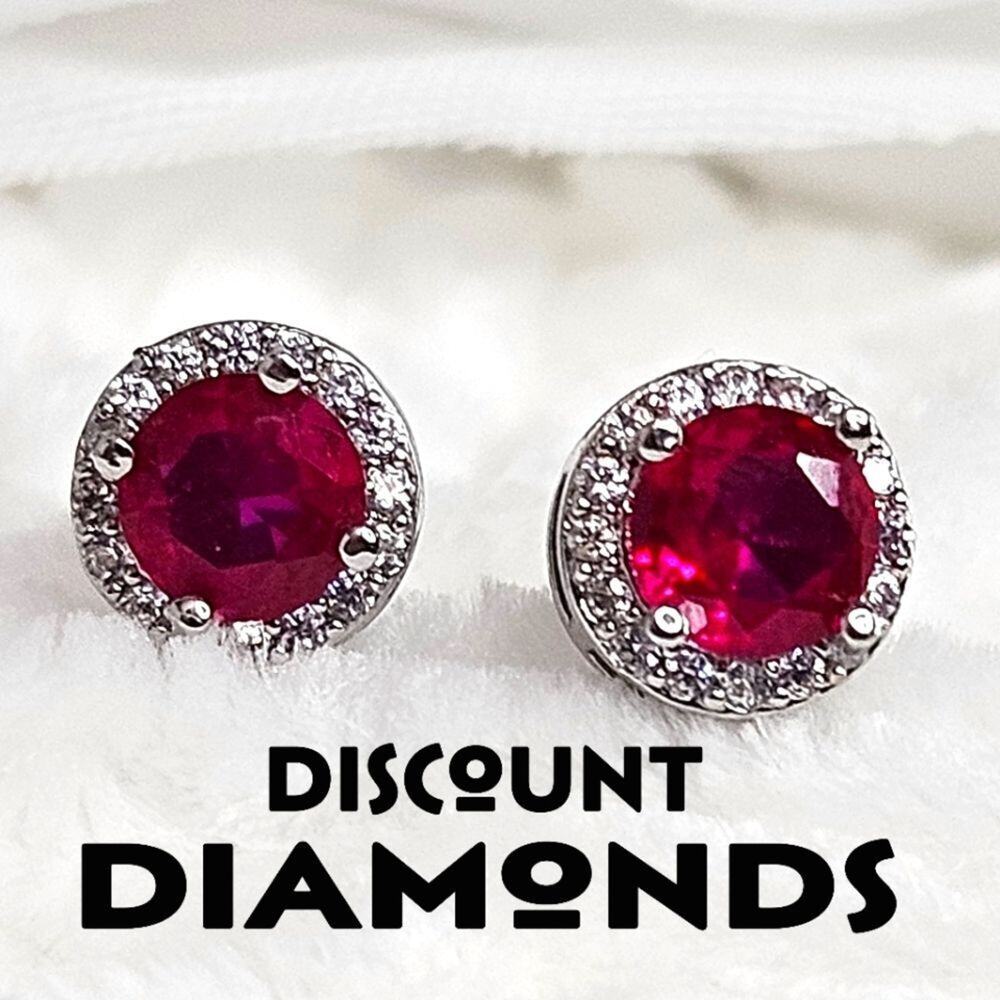Red & Clear White Natural Topaz Studback Earrings on 925 Sterling Silver